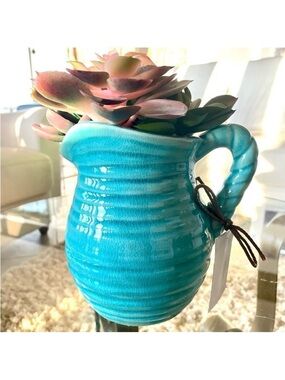 NWT GC Naturales Blue Hand Painted Blue Ceramic Plants Beautiful Fragrance Pot